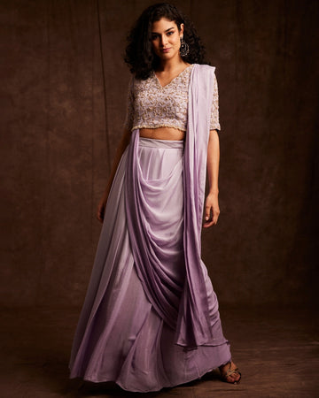 Lavender Ombre Saree Gown