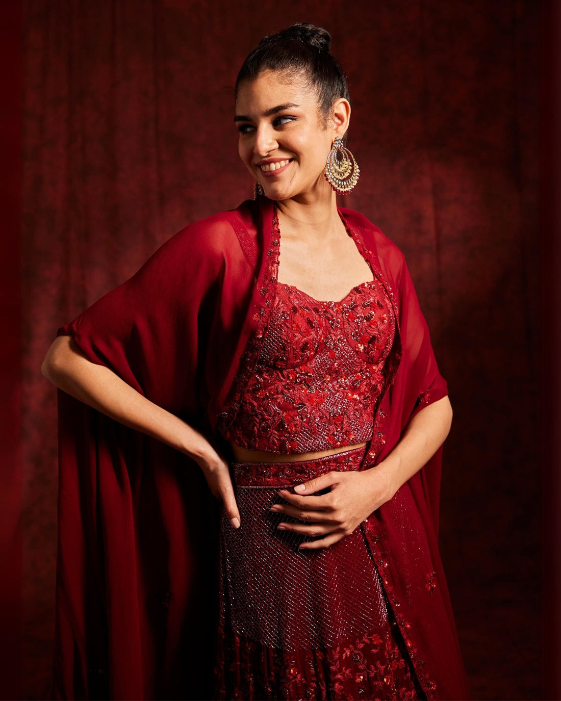 Maroon Corset Style Lehenga Set