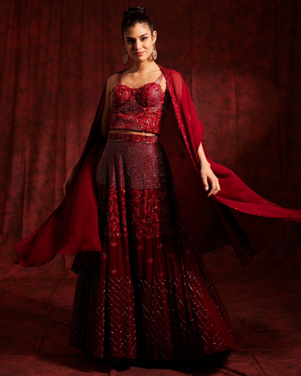 Maroon Corset Style Lehenga Set