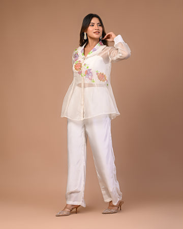 White hand printed sequins Co-Ord (Set of 3)