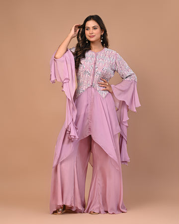 Georgette Thread Embroidery with mirror work Co-Ord