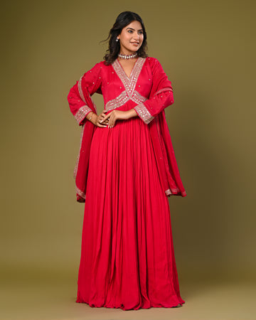 Ruby Ethnic Indo Western gown and duppatta